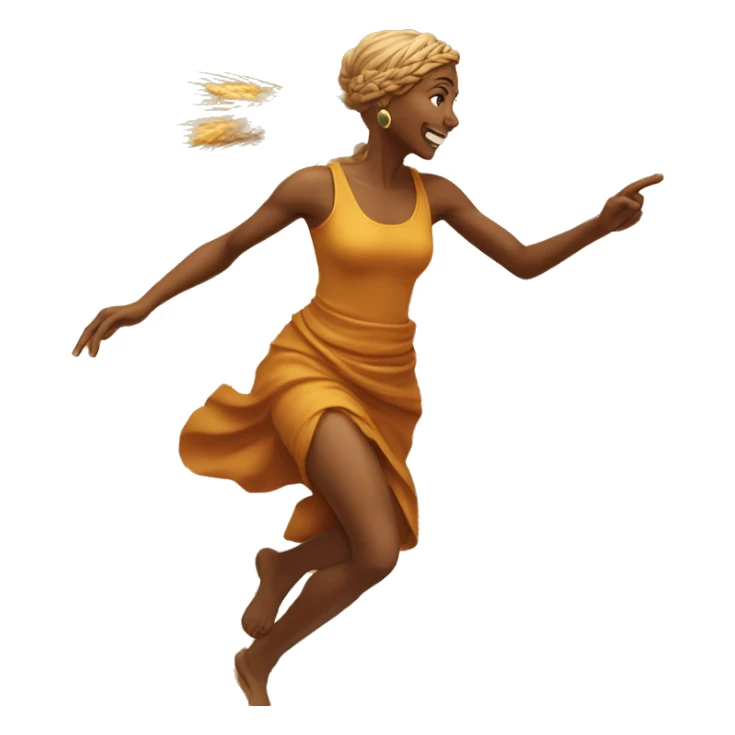 harvest goddess sprinting with wheat, with a large stride and arms outstretched sticker