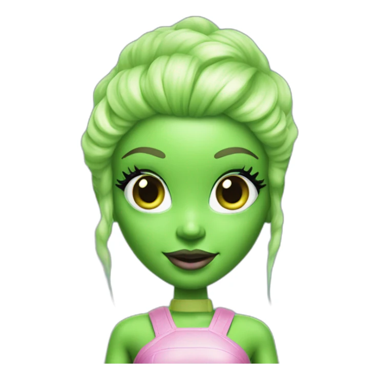 Green skinned Alien Barbie with pik hair sticker