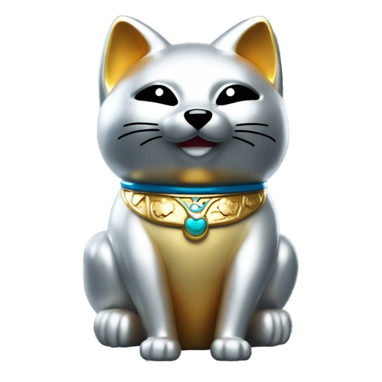 fully chrome fox statue in the form of maneki neko sticker