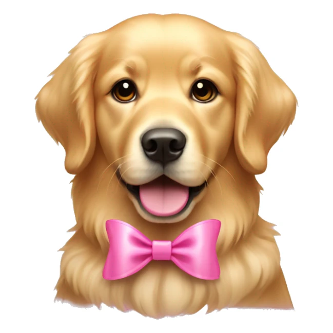 golden retriever with pink bow sticker