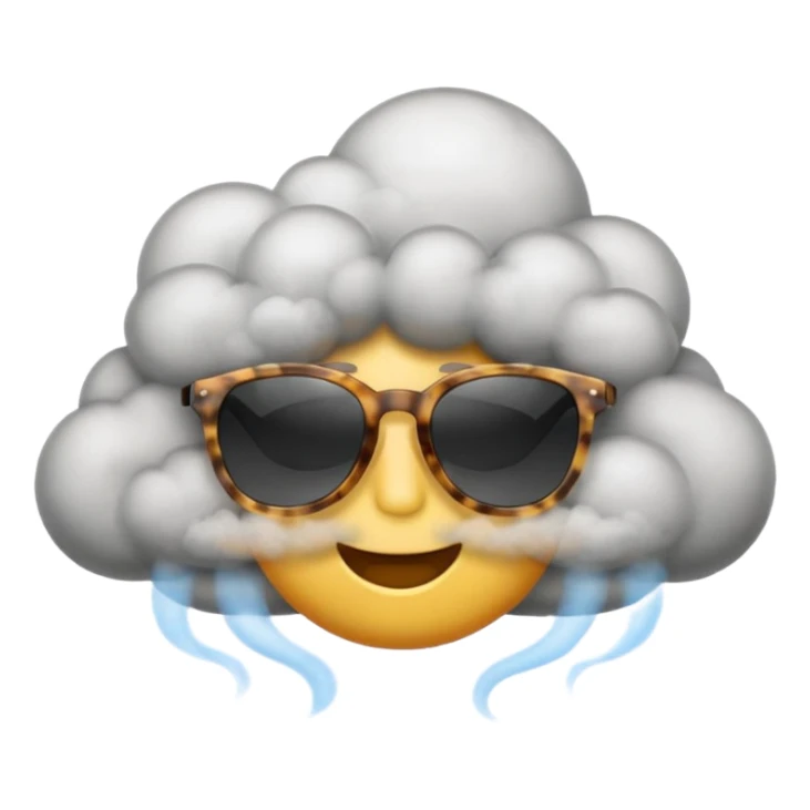 emoji with sunglasses exhaling smoke cloud sticker