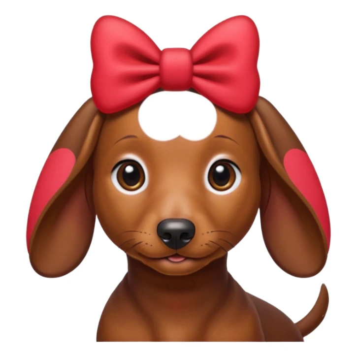 Female Dachshund with red hello kitty bow on her right ear sticker