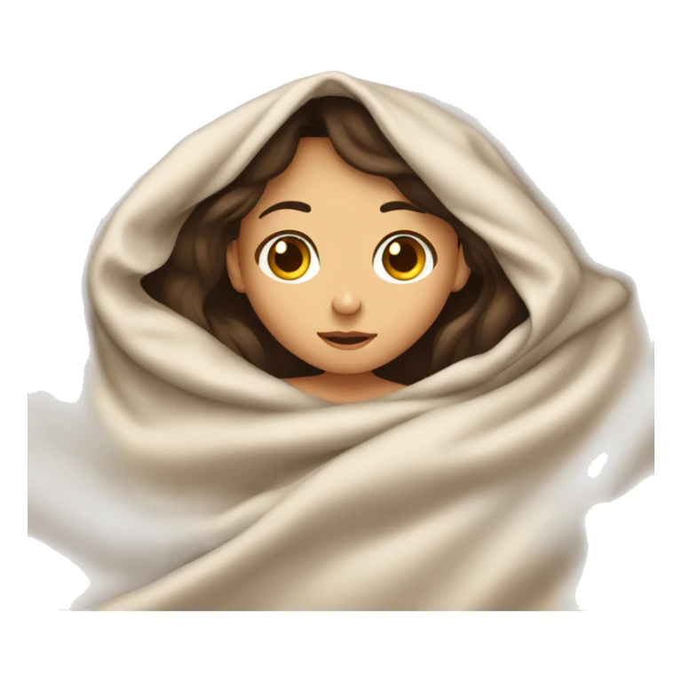 brunette cute girl under the blanket  sticker