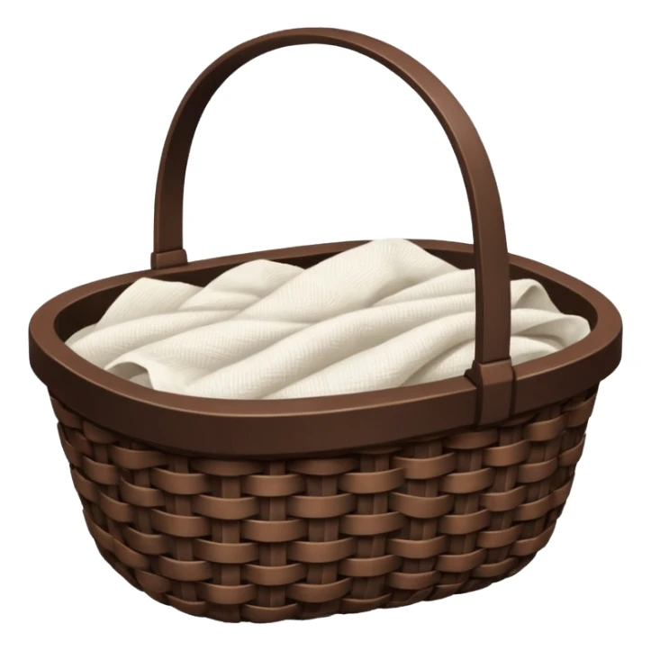 A woven dark Brown basket with fresh washed linen sticker