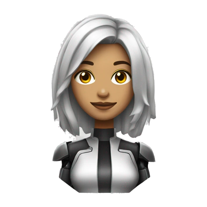 mulher branca com cabelo preto com mecha loira sticker