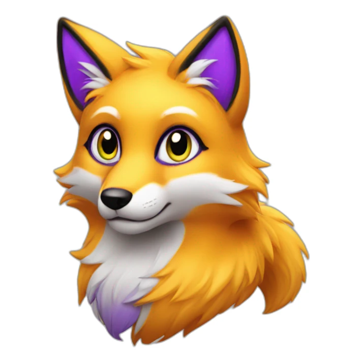 purple yellow fox furry green eyes sticker