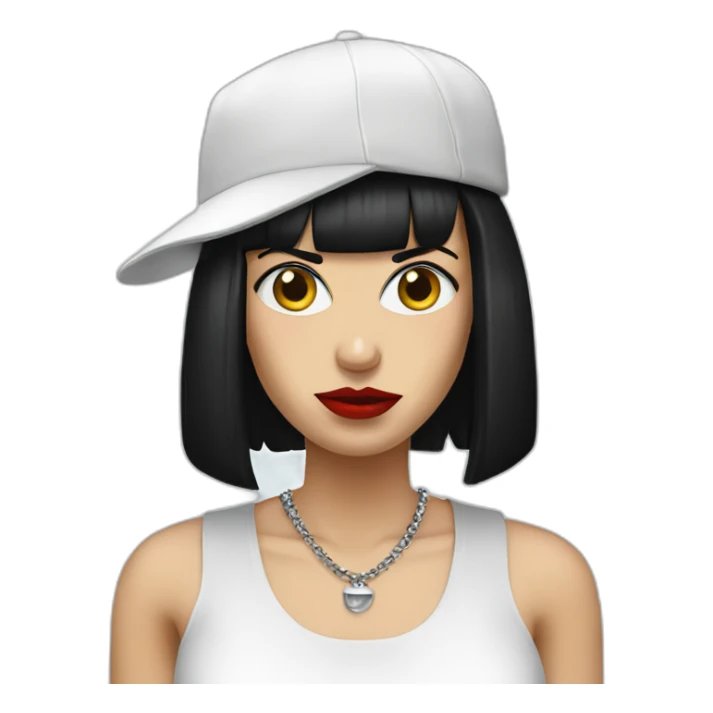 mia wallace with piercings and a cap sticker
