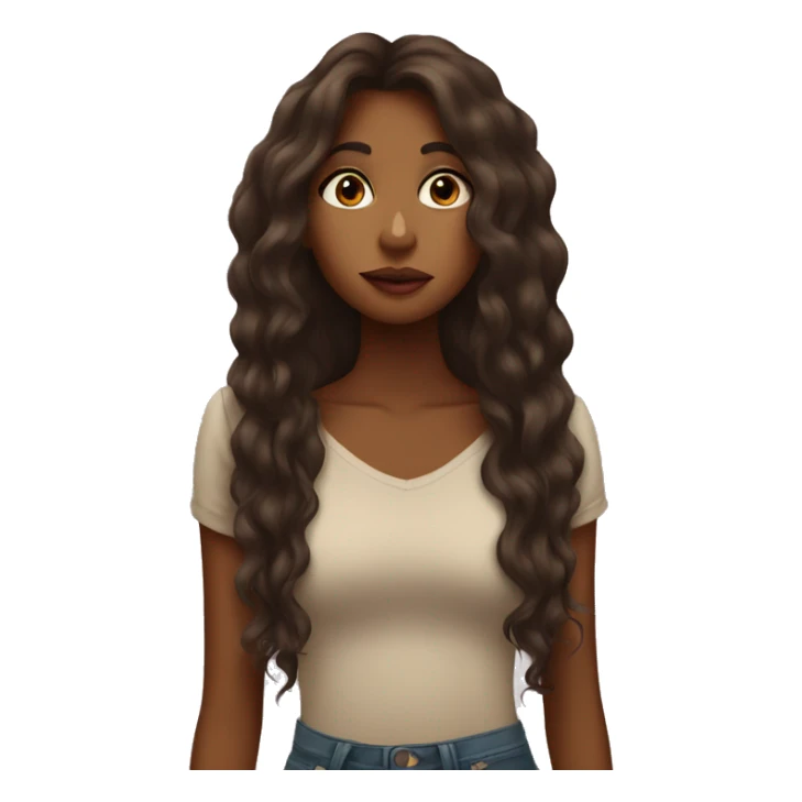 Brown girl with long big hair doing a kiss  sticker