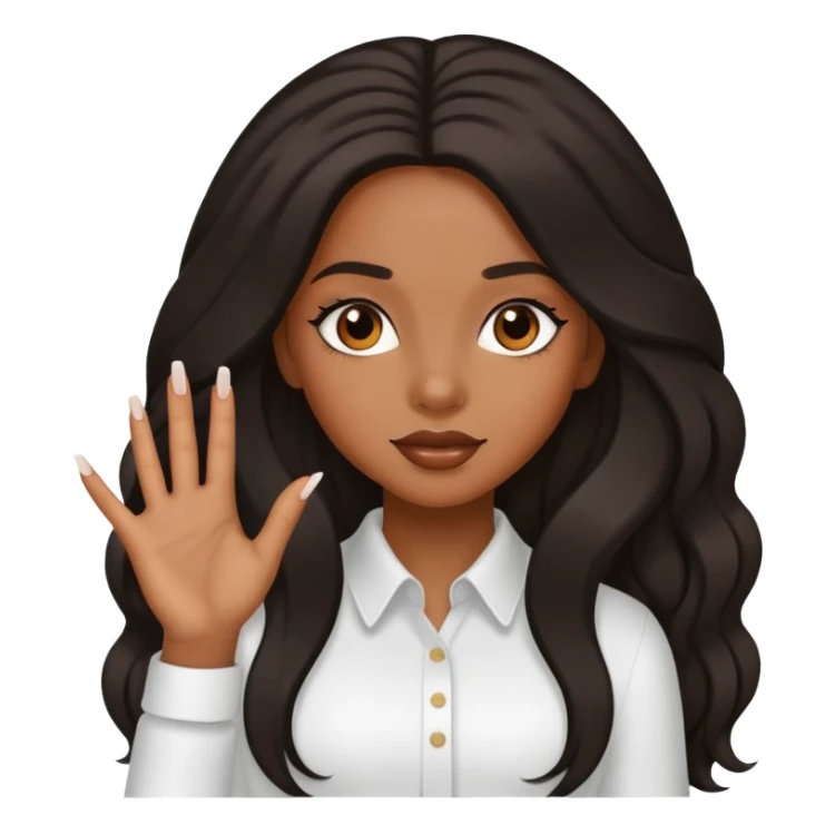 Black girl with long hair and nils sticker