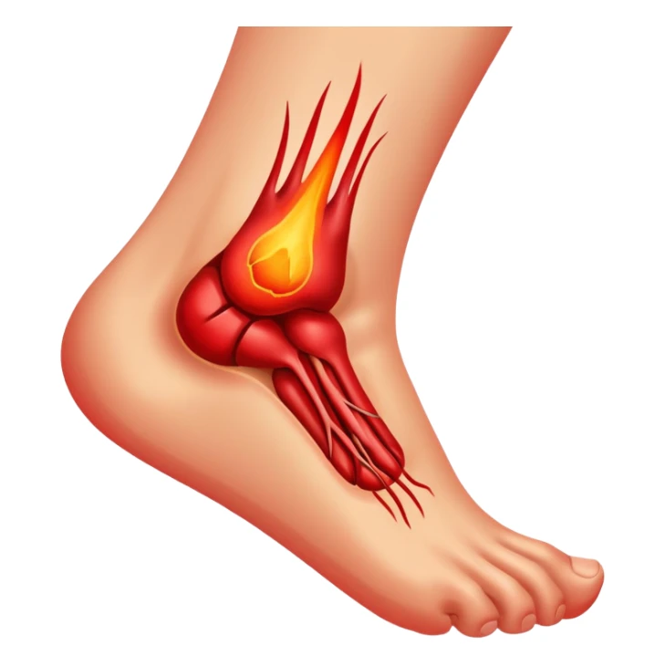 Ankle with visible inflammation and pain symbols sticker