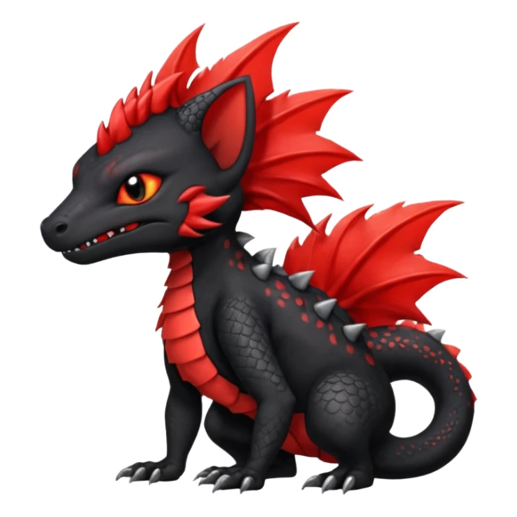 Fiery gothic evil black and red salandit-Liten-torracat with a red Mohawk  sticker