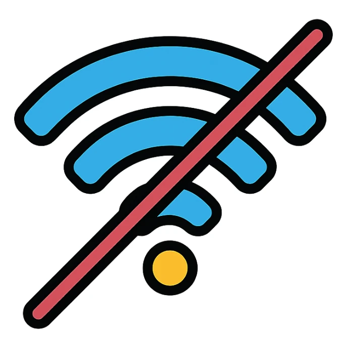 modern wifi symbol icon with a slash through it sticker