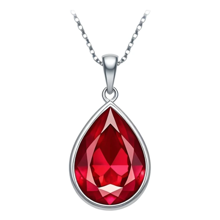 close-up of a ruby's fiery core in a teardrop pendant, glowing intensely sticker