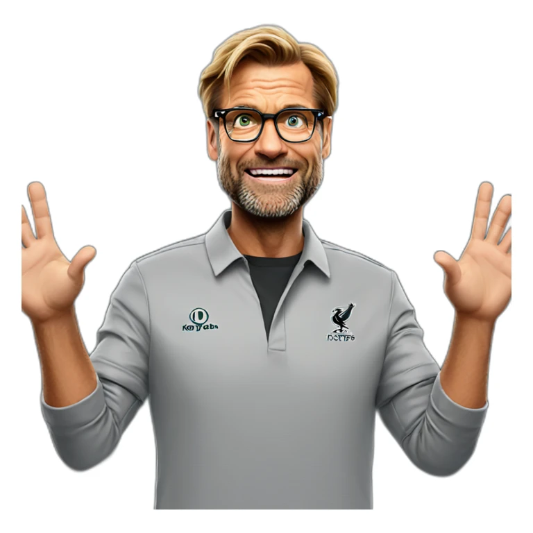 Jurgen Klopp shoulder shrug with hands up sticker