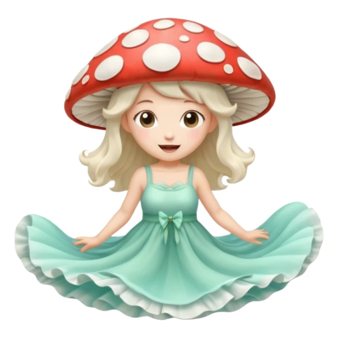 Kawaii, cottagecore, mushroom, fairy, emotions, wave sticker