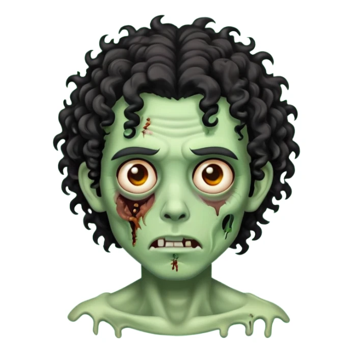 Zombie de cabelo cacheado médio preto que cobre a testa sticker