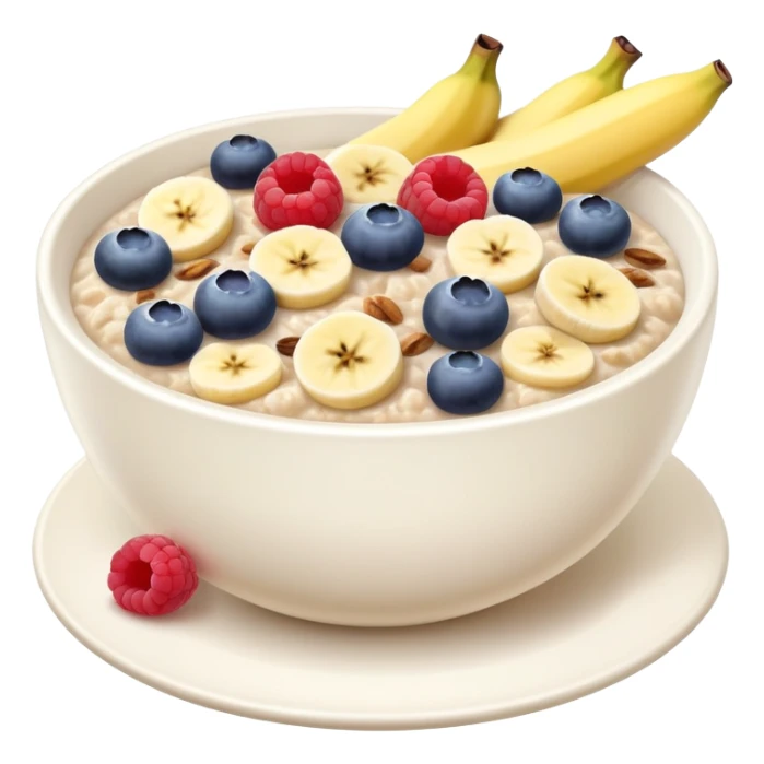 Breakfast oat porridge with banana, blueberries and raspberries sticker