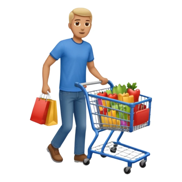 man-with-a-shopping-cart-full-body sticker