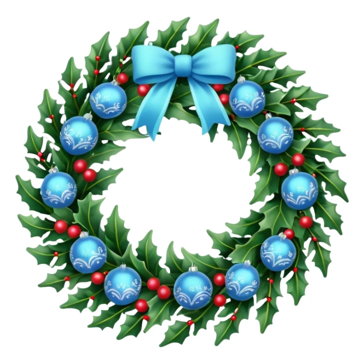 Simple and sweet Christmas wreath with light blue details sticker