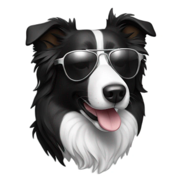 Border collie black and White with a sunglasses and jacket  sticker