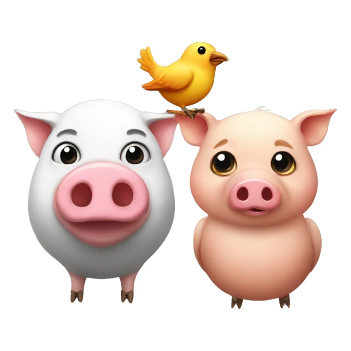 A pig and a bird sticker
