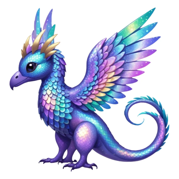 Pastel nebula glittery Randomly-faerie-drake-colored sparkly exotic Fakémon-creature sticker
