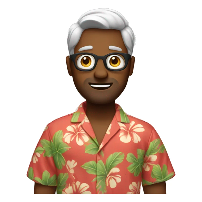 Shrug emoji wearing hawaiian shirt sticker