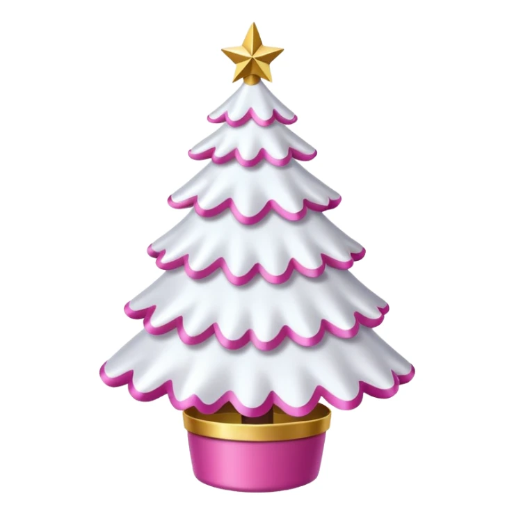 WHITE CHRISTMAS TREE WITH PINK BOWS AND GOLD TINSEL sticker