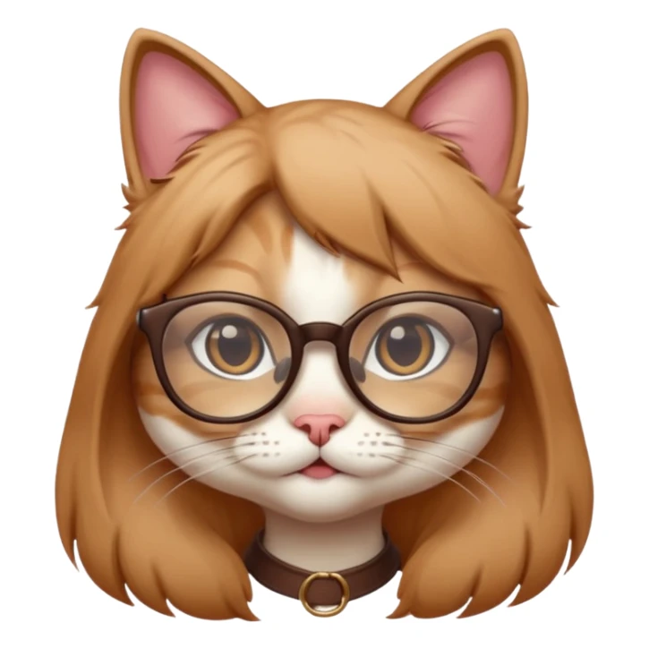 cute girl cat with really big, super thin-framed glasses sticker