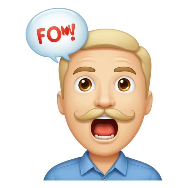 Random guy with a mustache screaming  the word FABIAAAN all in upper case in a Speech bubble  sticker