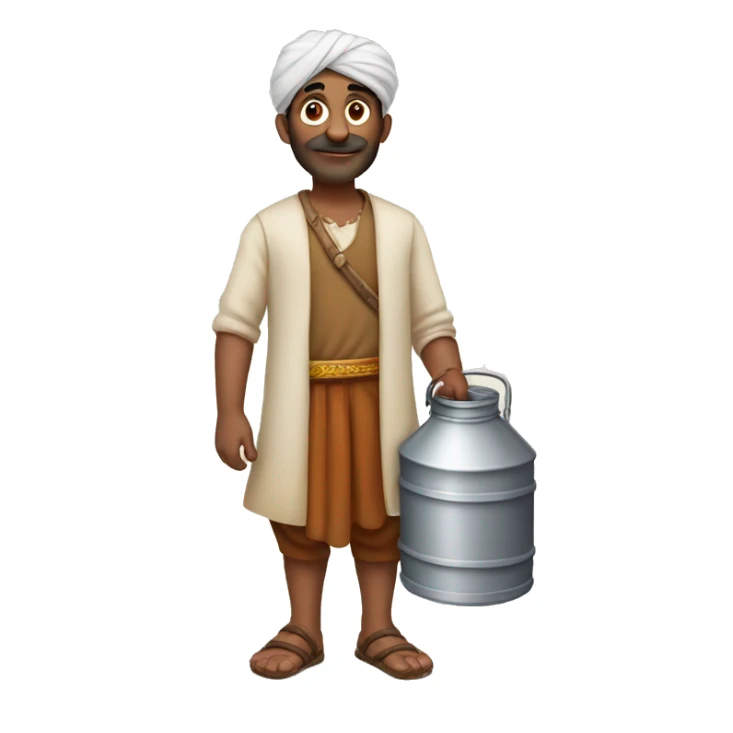 An indian man with a milk can in his hand sticker