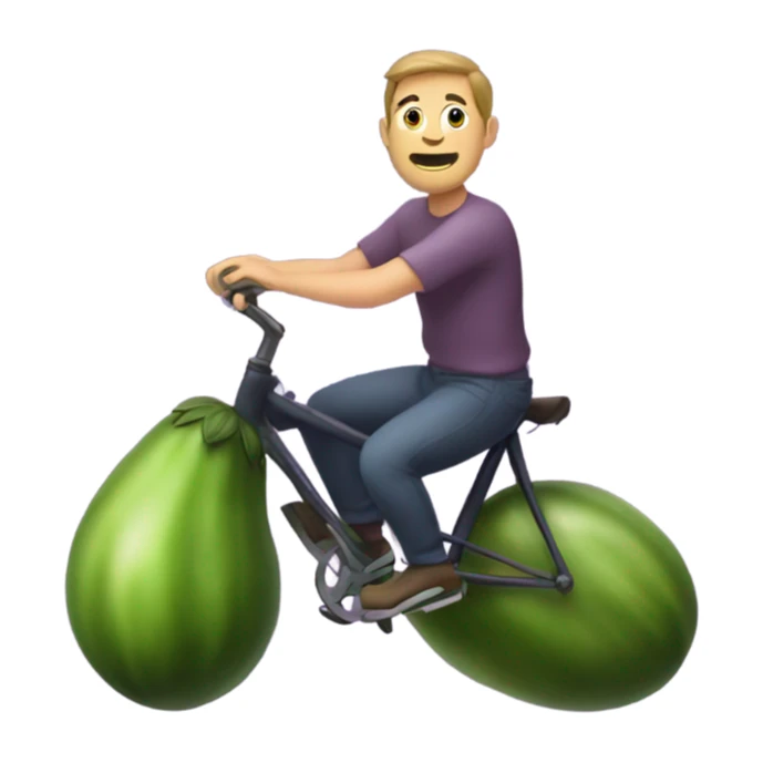 man riding an eggplant emoji like a bike sticker