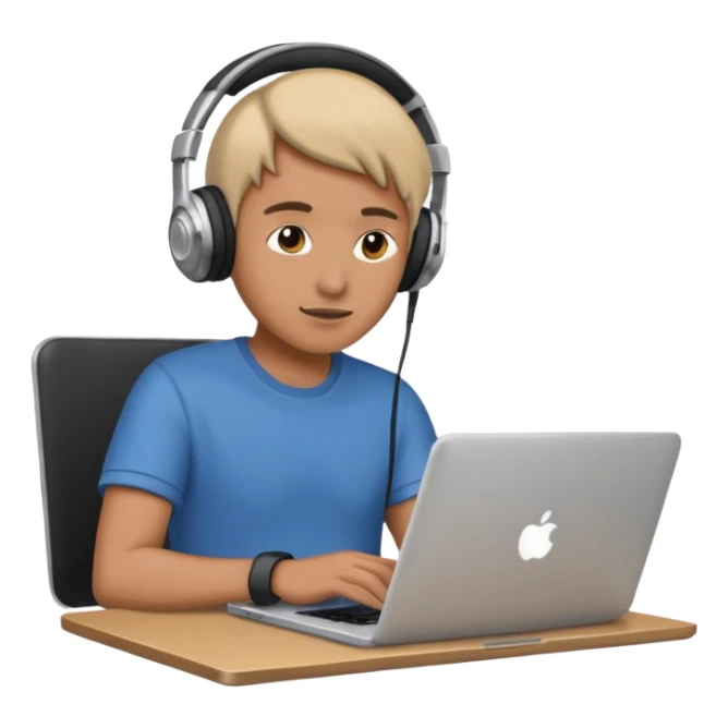 laptop ile çalışan kulaklık tana biri sticker