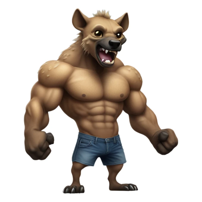 Strong bodybuilding Hyena flexing body sticker