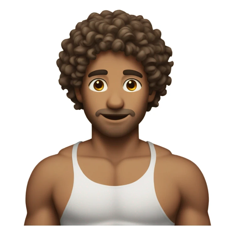 Guy with curly hair and no shirt sticker