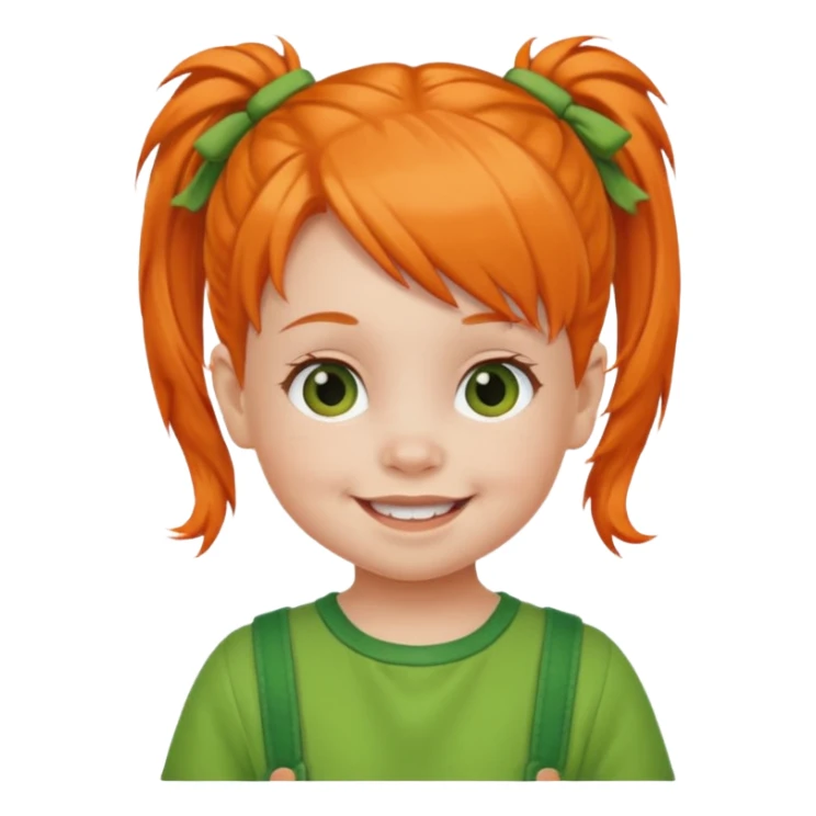 orange pigtail hair girl baby green outfit sticker