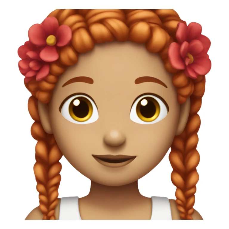 Lovable brown flower girl, with red hair braids sticker