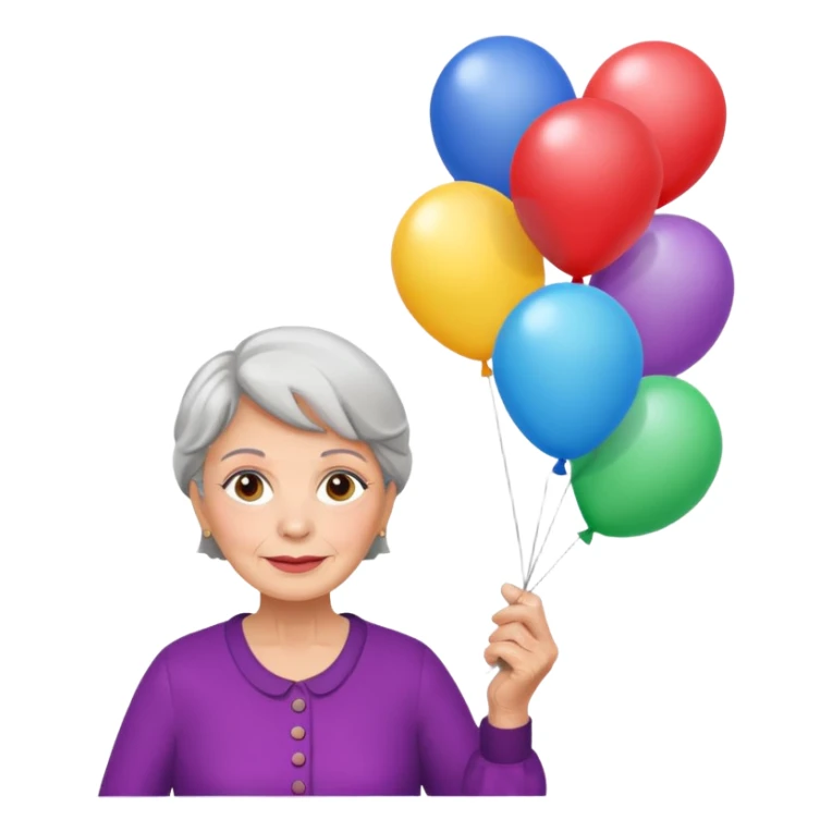 balloons holder older woman sticker