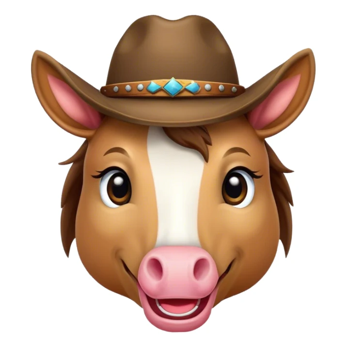 cute smile horse face wearing cowboy hat  sticker