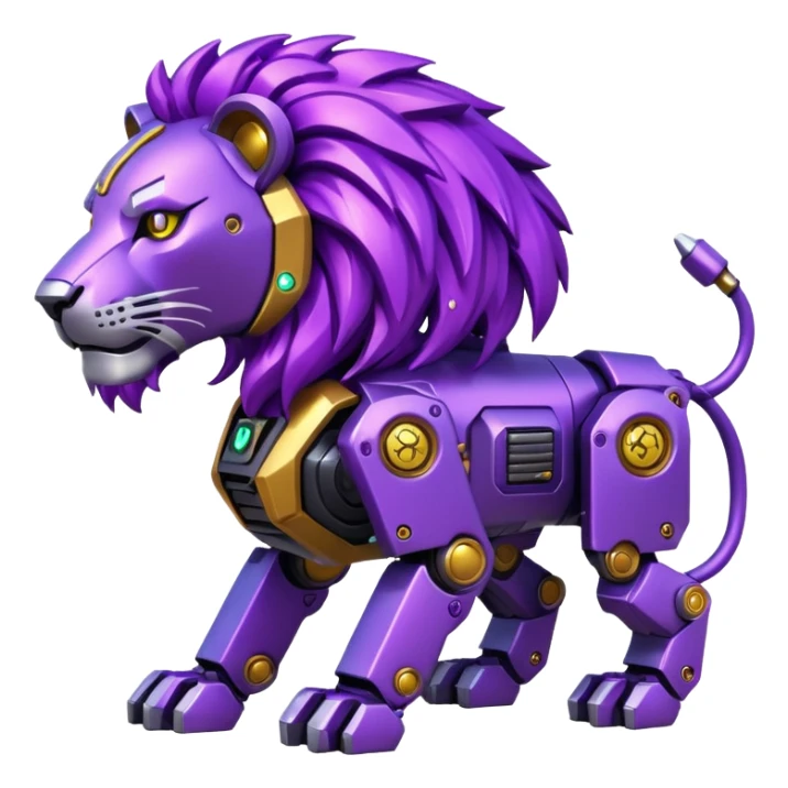 glitter mech lion purple cyberpunk sticker