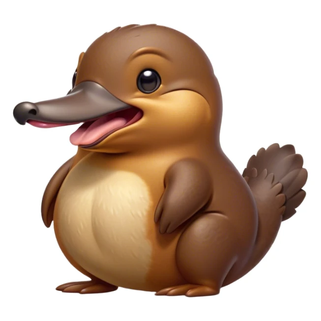 Cinematic Cute Yawning Platypus Portrait Emoji, Head tilted slightly with a dramatic, wide-open yawn, showcasing a soft, textured brown fur with a relaxed duckbill and droopy eyes in drowsy contentment, Simplified yet irresistibly adorable features, highly detailed, glowing with a soft, cozy glow, high shine, relaxed yet expressive, stylized with a touch of quirky charm, bright and endearing, soft glowing outline, capturing the essence of a sleepy yet affectionate platypus, so drowsy it feels like it could float out of the screen and curl up for a nap! sticker