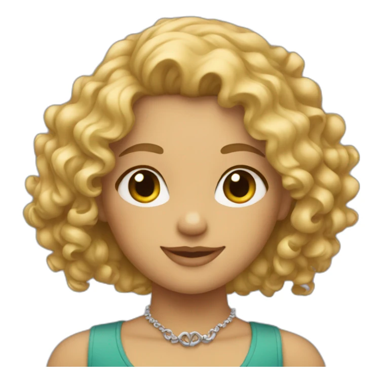 Blond curly-haired girl with necklace sticker