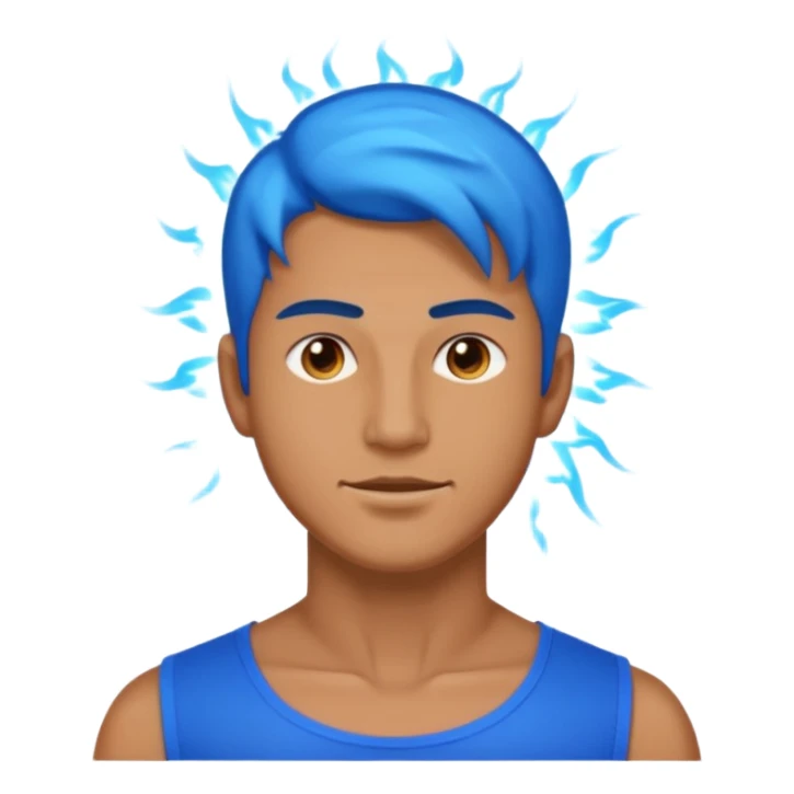 A man with no shirt and oura surrounding him like goku sticker