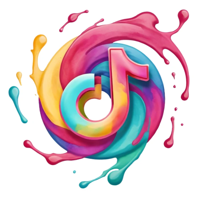 Realistic, watercolor, tiktok logo sticker