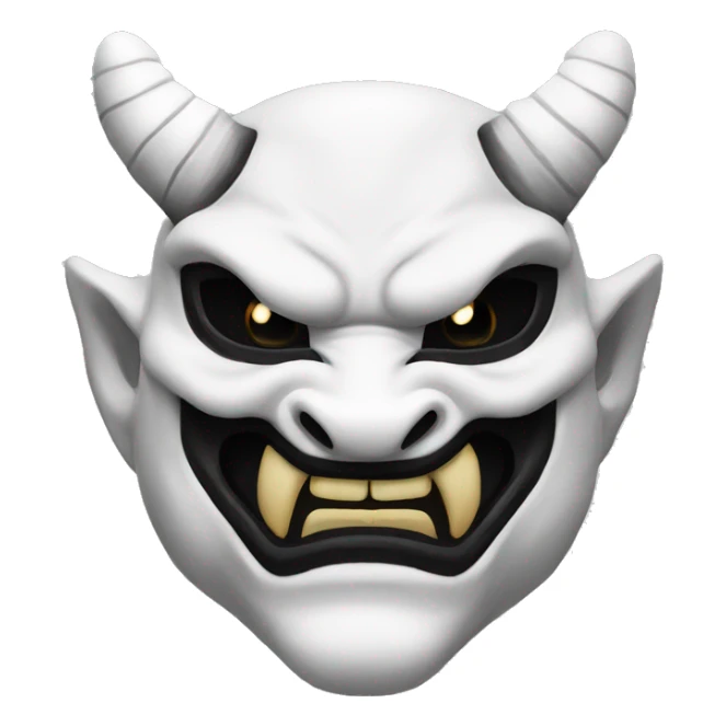 Japanese Dragon Oni Mask. White and Black. Looking Slightly Down. sticker