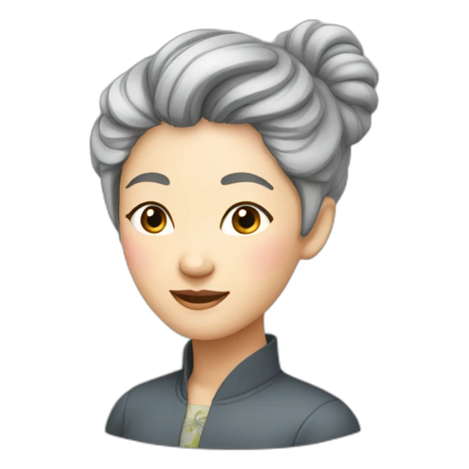 Chinese lady grey hair up side down pasture sticker