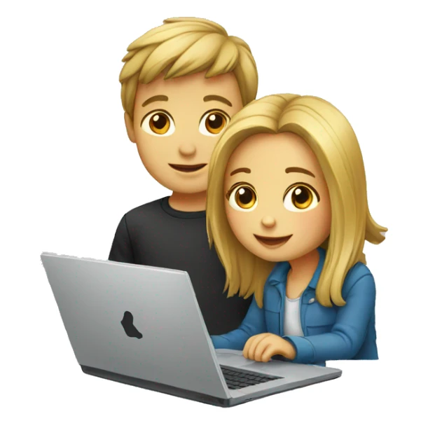 Girl and boy laptop sticker
