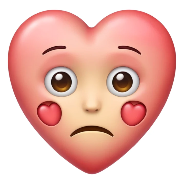 simple apple style emoji heart colored to reflect boredom and depression but still light-hearted and soft sticker