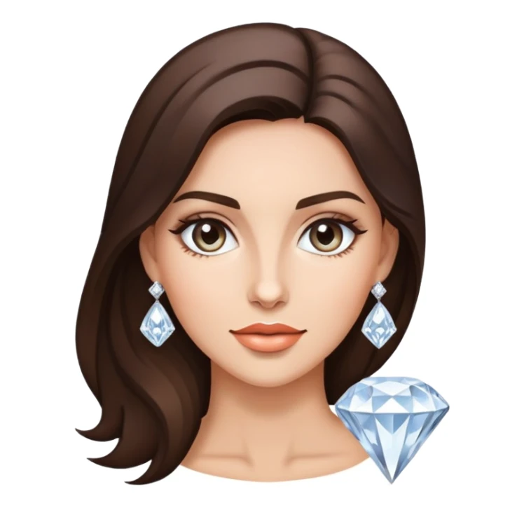 Brunette with diamond sticker