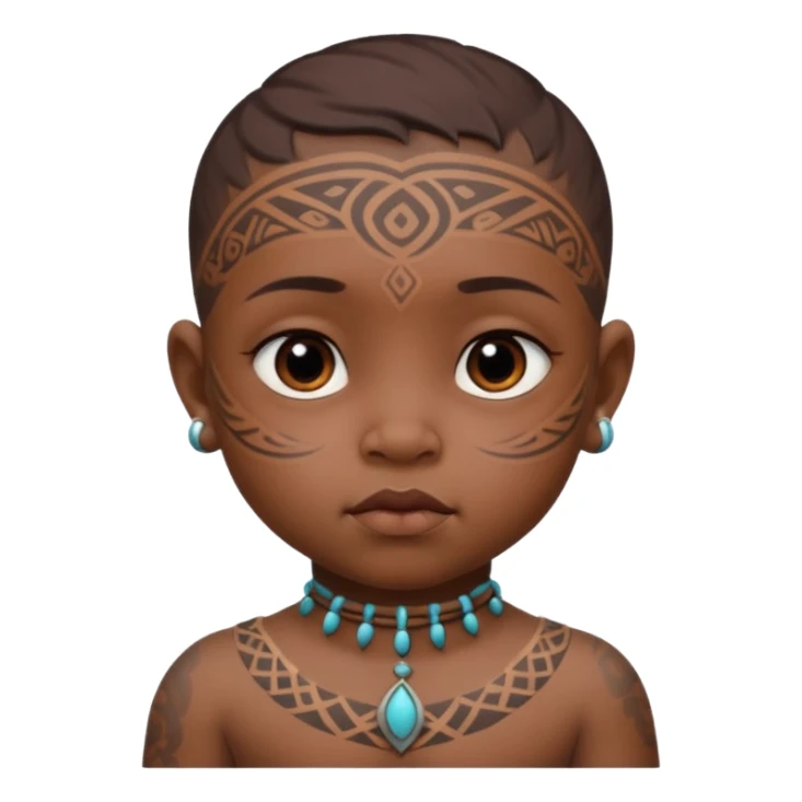 tatooed baby on neck and face, tribal ancient sticker